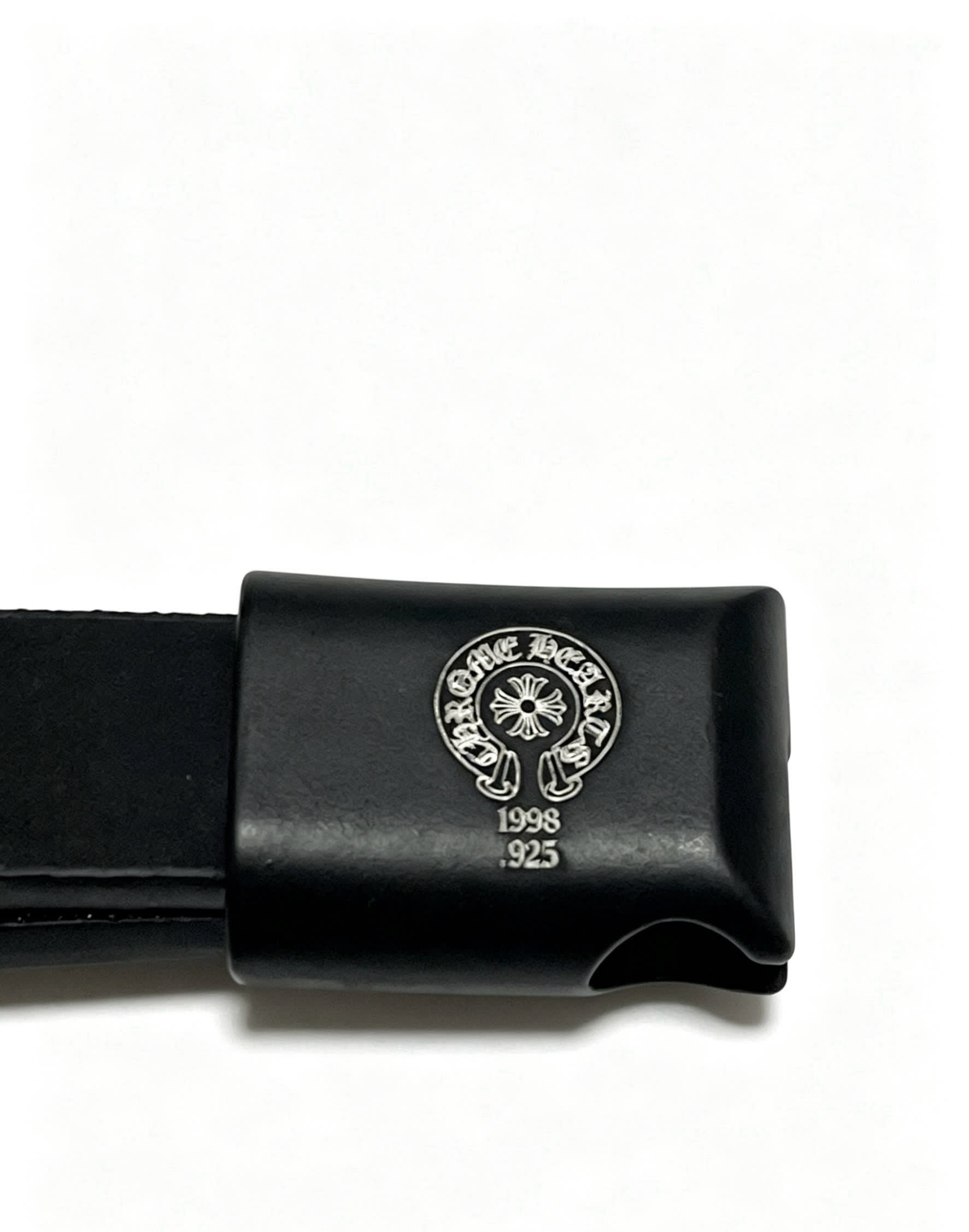 Chrome Hearts Black Braided Leather Bracelet with Cross Design
